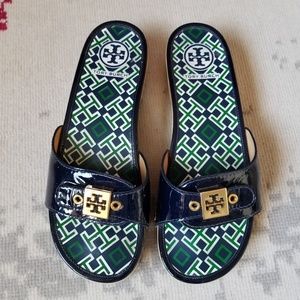 Tory Burch Exercise Sandals -- Wood, Navy Blue 9